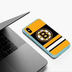 Чехол iPhone XS Max матовый Boston Bruins, цвет: 3D-мятный — фото 2