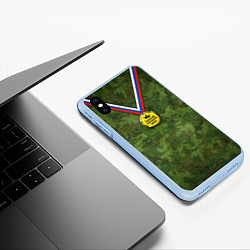 Чехол iPhone XS Max матовый Самый лучший дед, цвет: 3D-голубой — фото 2