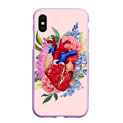 Чехол iPhone XS Max матовый Цветочное сердце, цвет: 3D-сиреневый