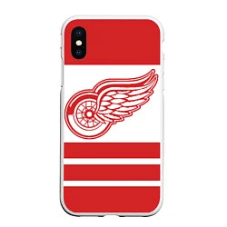 Чехол iPhone XS Max матовый Detroit Red Wings, цвет: 3D-белый