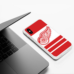 Чехол iPhone XS Max матовый Detroit Red Wings, цвет: 3D-белый — фото 2