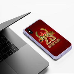 Чехол iPhone XS Max матовый 23 февраля, цвет: 3D-светло-сиреневый — фото 2