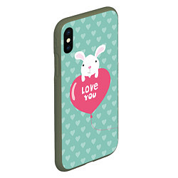 Чехол iPhone XS Max матовый Rabbit: Love you, цвет: 3D-темно-зеленый — фото 2