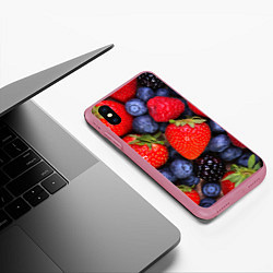 Чехол iPhone XS Max матовый Berries, цвет: 3D-малиновый — фото 2