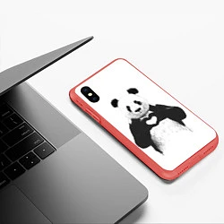 Чехол iPhone XS Max матовый Panda Love, цвет: 3D-красный — фото 2