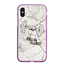 Чехол iPhone XS Max матовый Train hard, цвет: 3D-фиолетовый