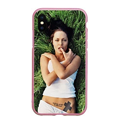 Чехол iPhone XS Max матовый Анджелина Джоли, цвет: 3D-розовый