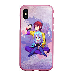 Чехол iPhone XS Max матовый No Game No Life, цвет: 3D-малиновый