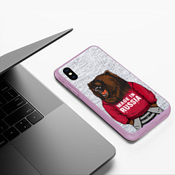 Чехол iPhone XS Max матовый Made in Russia, цвет: 3D-сиреневый — фото 2