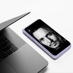 Чехол iPhone XS Max матовый Джонни Депп, цвет: 3D-светло-сиреневый — фото 2