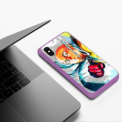 Чехол iPhone XS Max матовый One Punch Man Rage, цвет: 3D-фиолетовый — фото 2