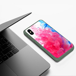 Чехол iPhone XS Max матовый Взрыв красок, цвет: 3D-темно-зеленый — фото 2