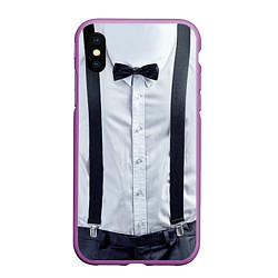 Чехол iPhone XS Max матовый Рубашка с подтяжками, цвет: 3D-фиолетовый