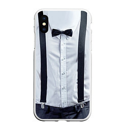 Чехол iPhone XS Max матовый Рубашка с подтяжками, цвет: 3D-белый