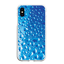 Чехол iPhone XS Max матовый Капли воды, цвет: 3D-белый