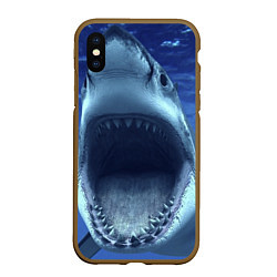Чехол iPhone XS Max матовый Белая акула, цвет: 3D-коричневый