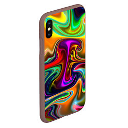 Чехол iPhone XS Max матовый Неоновые разводы, цвет: 3D-коричневый — фото 2