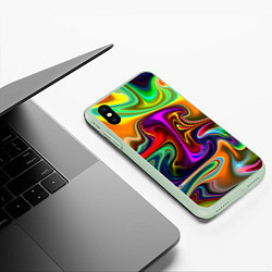 Чехол iPhone XS Max матовый Неоновые разводы, цвет: 3D-салатовый — фото 2