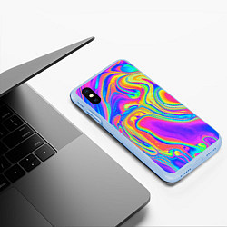 Чехол iPhone XS Max матовый Цветные разводы, цвет: 3D-голубой — фото 2