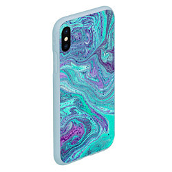 Чехол iPhone XS Max матовый Смесь красок, цвет: 3D-голубой — фото 2