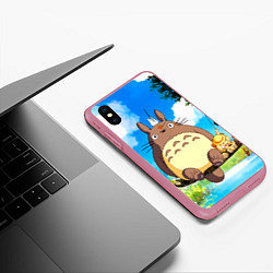 Чехол iPhone XS Max матовый Тоторо и компания, цвет: 3D-малиновый — фото 2