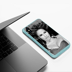 Чехол iPhone XS Max матовый Дженнифер Лопез, цвет: 3D-мятный — фото 2