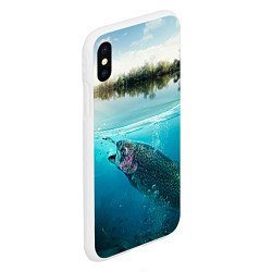 Чехол iPhone XS Max матовый Рыбалка на спиннинг, цвет: 3D-белый — фото 2