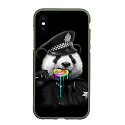 Чехол iPhone XS Max матовый Панда с карамелью, цвет: 3D-темно-зеленый