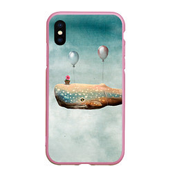 Чехол iPhone XS Max матовый Летящий кит