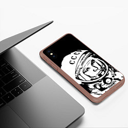 Чехол iPhone XS Max матовый Гагарин, цвет: 3D-коричневый — фото 2