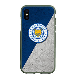 Чехол iPhone XS Max матовый Leicester City FC, цвет: 3D-темно-зеленый