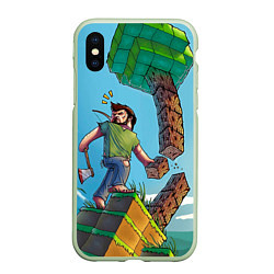 Чехол iPhone XS Max матовый Minecraft Woodcutter, цвет: 3D-салатовый