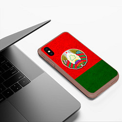 Чехол iPhone XS Max матовый Герб Беларуси, цвет: 3D-коричневый — фото 2