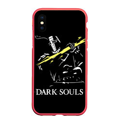 Чехол iPhone XS Max матовый Dark Souls, цвет: 3D-красный