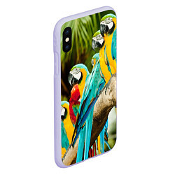 Чехол iPhone XS Max матовый Попугаи на ветке, цвет: 3D-светло-сиреневый — фото 2