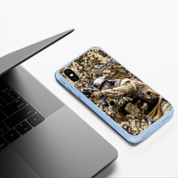 Чехол iPhone XS Max матовый Спецназ 1, цвет: 3D-голубой — фото 2