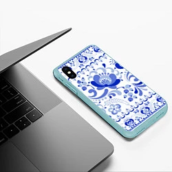 Чехол iPhone XS Max матовый Гжель 2, цвет: 3D-мятный — фото 2