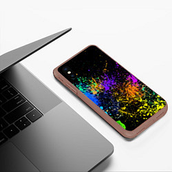 Чехол iPhone XS Max матовый Брызги красок, цвет: 3D-коричневый — фото 2