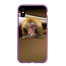 Чехол iPhone XS Max матовый Мартышка, цвет: 3D-фиолетовый