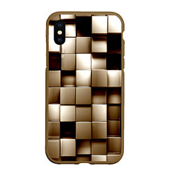 Чехол iPhone XS Max матовый Кубики, цвет: 3D-коричневый