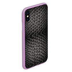 Чехол iPhone XS Max матовый Черная кожа, цвет: 3D-сиреневый — фото 2