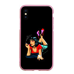 Чехол iPhone XS Max матовый Pulp Fiction: Mia Wallace, цвет: 3D-розовый