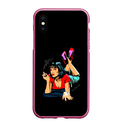 Чехол iPhone XS Max матовый Pulp Fiction: Mia Wallace, цвет: 3D-малиновый