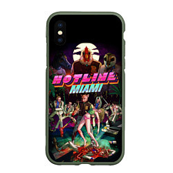 Чехол iPhone XS Max матовый Hotline Miami, цвет: 3D-темно-зеленый