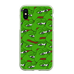 Чехол iPhone XS Max матовый Sad frogs, цвет: 3D-салатовый