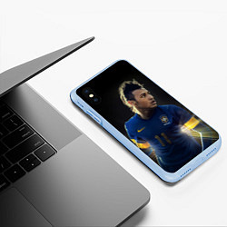 Чехол iPhone XS Max матовый Neymar: Brasil Team, цвет: 3D-голубой — фото 2