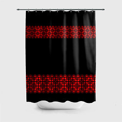 Шторка для душа Славянский орнамент (на чёрном), цвет: 3D-принт