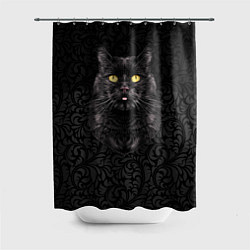 Шторка для душа Чёрный котик, цвет: 3D-принт