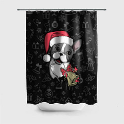 Шторка для душа Merry Christmas - french bulldog, цвет: 3D-принт