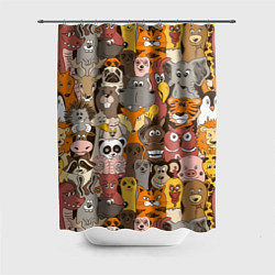 Шторка для душа Прикольные зверушки, цвет: 3D-принт